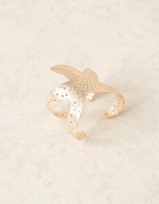 Asos Design Cuff Bracelet With Starfish Detail In Gold