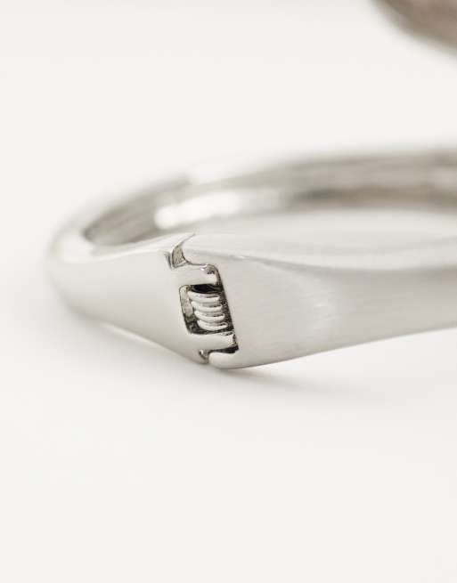 ASOS DESIGN cuff bracelet with wrap around molten detail with shiny and brushed silver tone - SILVER, 2 of 3