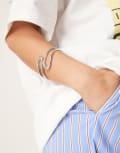 [ASOS DESIGN] ASOS DESIGN cuff bracelet with wrap around open design in silver No Size SILVER