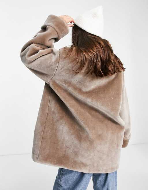 Asos grey fur on sale coat