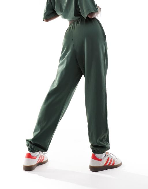 ASOS DESIGN cuffed jogger co-ord with LA graphic in washed green, 4 of 5
