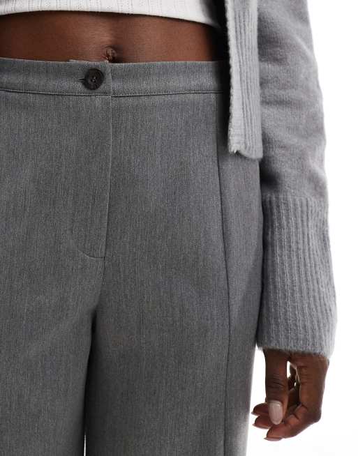 ASOS DESIGN cuffed wide leg tailored pants in gray | ASOS