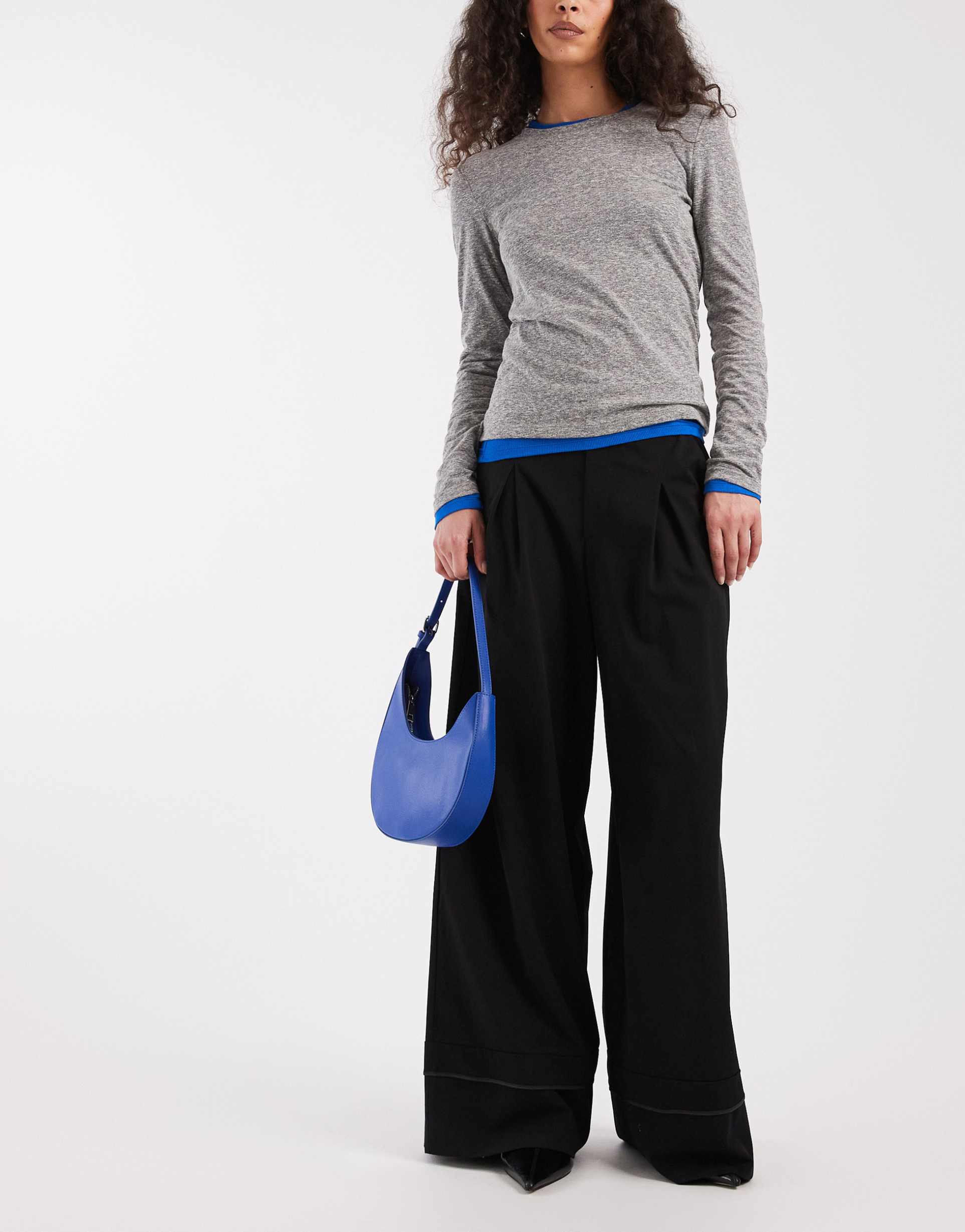 asos design cuffed wide leg tailored pants in plum