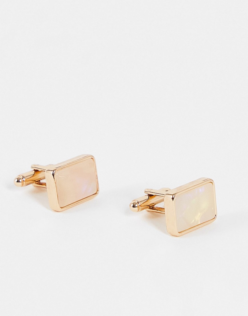 ASOS DESIGN cufflinks with faux pearl in gold tone