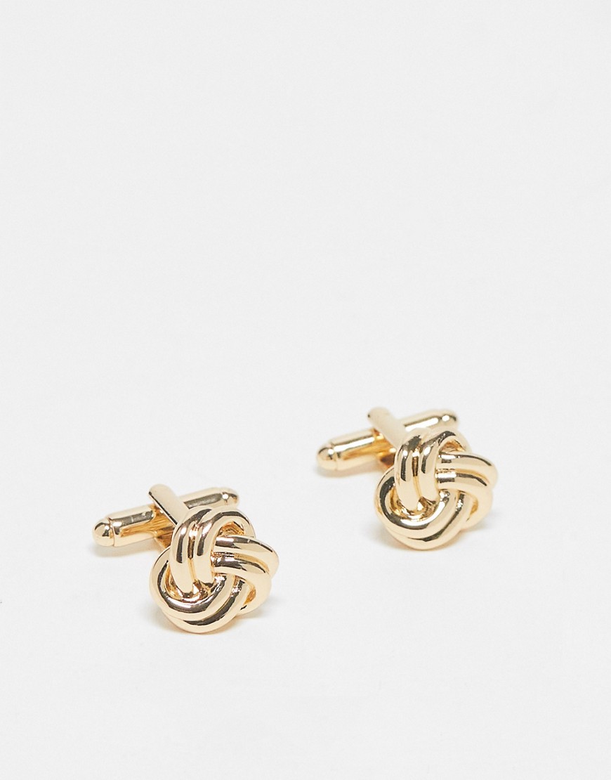 ASOS DESIGN cufflinks with knot design in gold tone