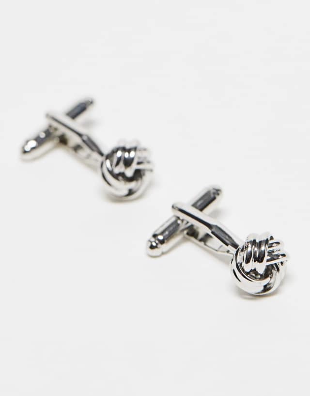 ASOS DESIGN cufflinks with knotted design in silver tone