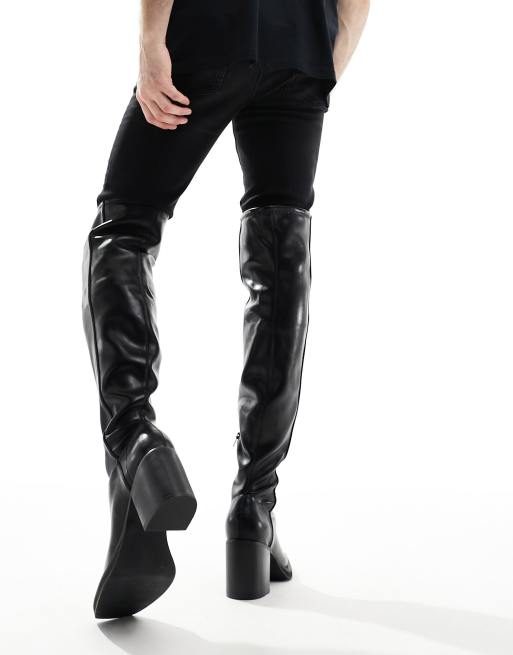 ASOS DESIGN - Cuissardes chelsea à talon et semelle chunky - Noir, 2 de 4