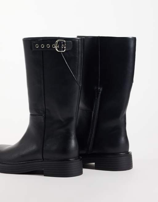ASOS DESIGN Culhane botas camperas de media caña con cierre elástico en negro, 3 de 4