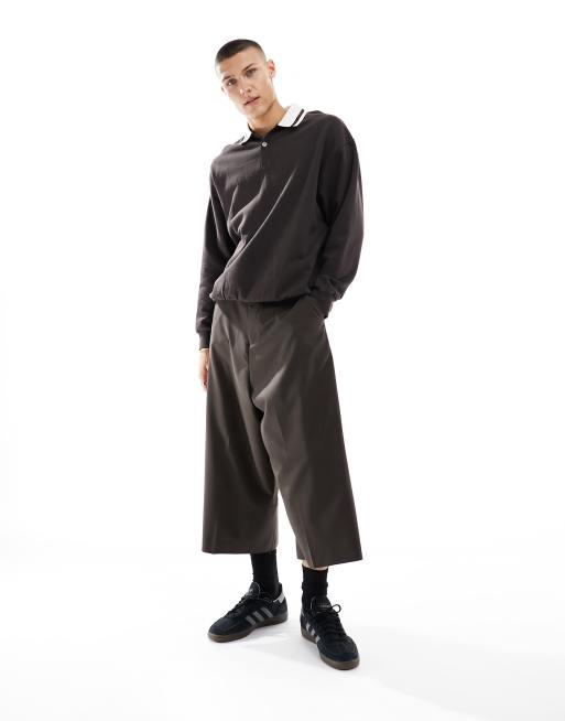ASOS DESIGN culotte pants in brown
