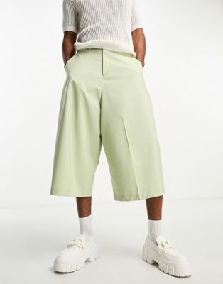 ASOS DESIGN culotte trousers in pale green