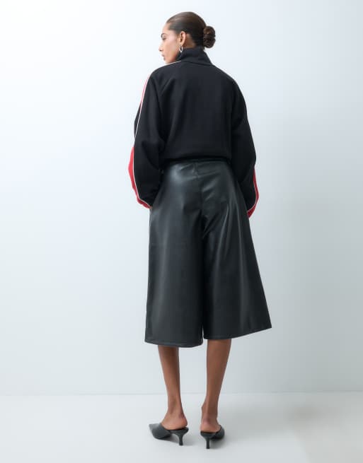 ASOS DESIGN - Culottes largas de poliuretano en negro, 2 de 5
