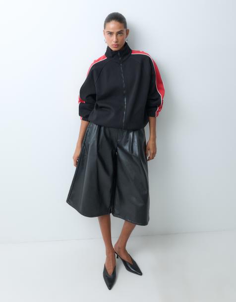 ASOS DESIGN culottes longues en PU noires - view 1