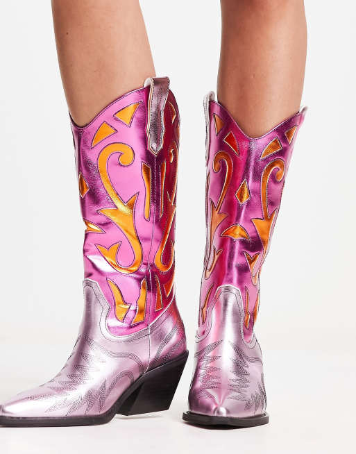 ASOS DESIGN – Cupid – Kniehohe Westernstiefel mit kontrastierenden Metallic-Farben, 2 von 4