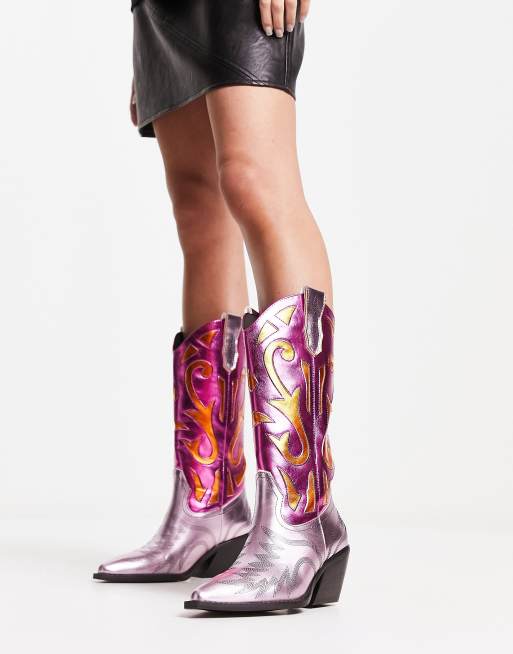 ASOS DESIGN – Cupid – Kniehohe Westernstiefel mit kontrastierenden Metallic-Farben, 4 von 4