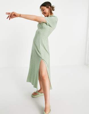 asos green spot dress