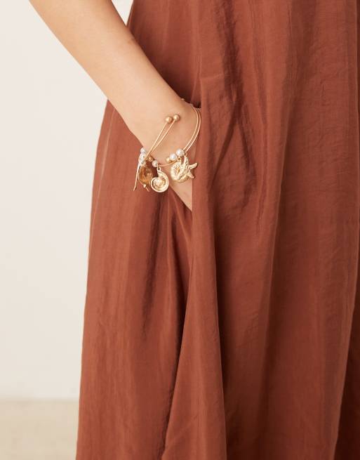 ASOS DESIGN cupro bandeau maxi dress in chocolate
