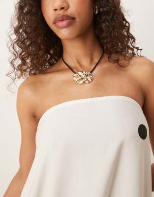 ASOS DESIGN cupro bandeau maxi dress in mono dot print