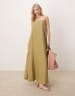 ASOS DESIGN cupro bandeau maxi dress in mono dot print