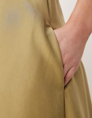 ASOS DESIGN cupro bandeau maxi dress in olive