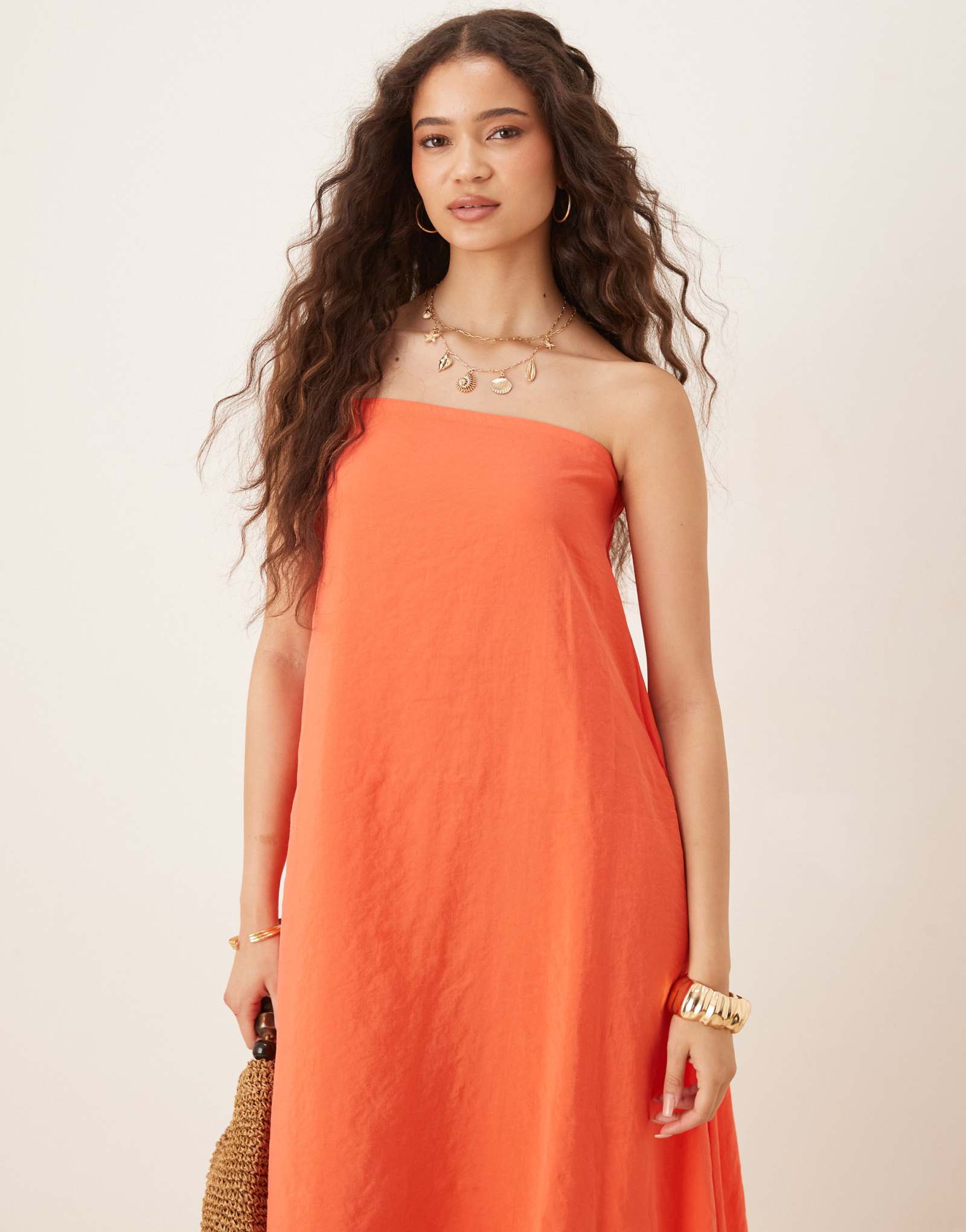 Макси-платье ASOS DESIGN из купро-бандо красного цвета