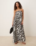[ASOS DESIGN] ASOS DESIGN cupro bandeau maxi dress in zebra print-Multi 6 Mono zebra