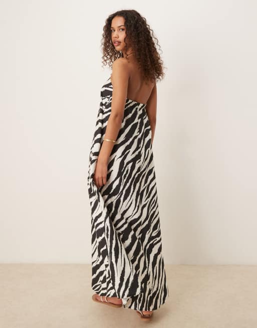 ASOS DESIGN cupro bandeau maxi dress in zebra print