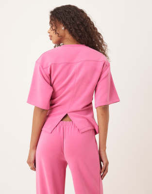 Asos Design Cupro Corset Waist T-shirt In Pink