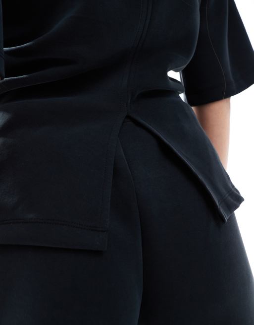 ASOS DESIGN cupro corset waist tee in black (part of a set), 3 of 4