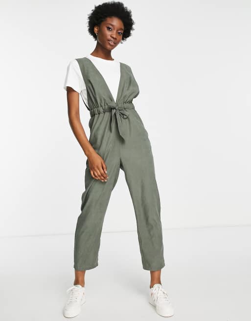 Bershka sale khaki jumpsuit