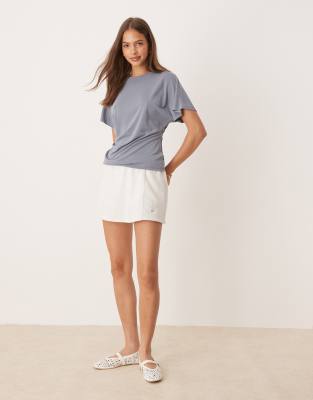 Asos Design Cupro Short Sleeve Side Cinch T-shirt-blue In Green
