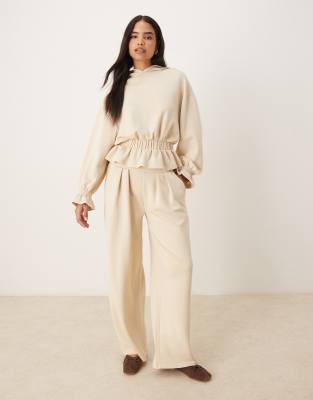 Asos Design Cupro Super Wide Leg Sweatpants In Neutral