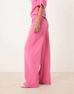 Asos Design Wide Leg Cupro Pants In Pink