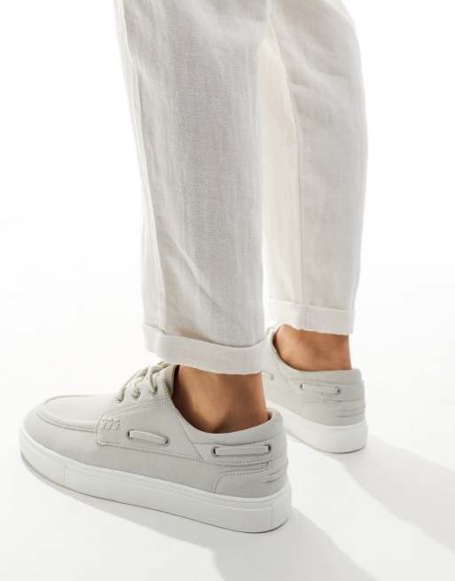 ASOS DESIGN cupsole boat shoes in gray | ASOS