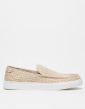 [ASOS DESIGN] ASOS DESIGN cupsole loafers in natural weave-Neutral 43 Stone