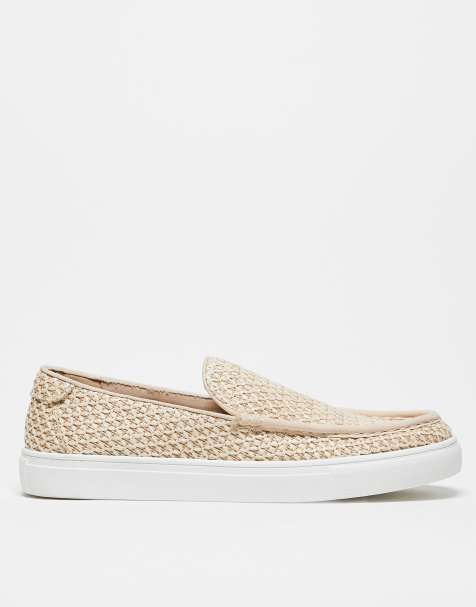ASOS DESIGN cupsole loafers in woven natural - view 1