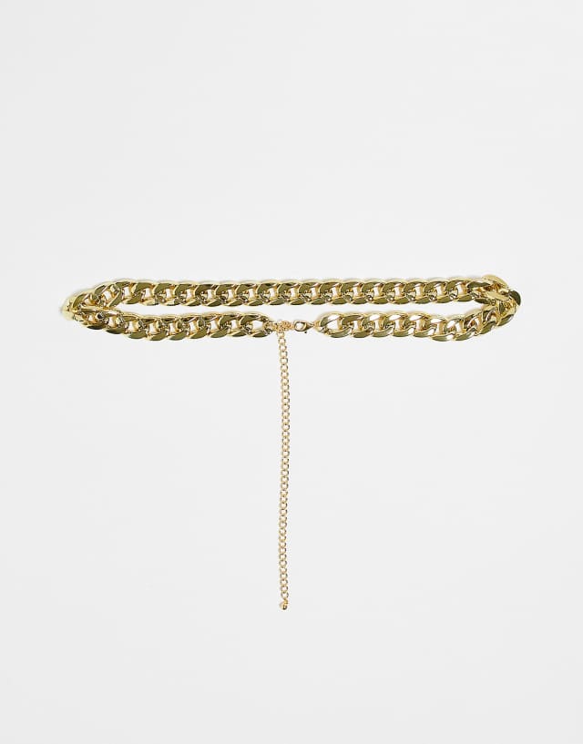 ASOS DESIGN curb chain belt in gold tone