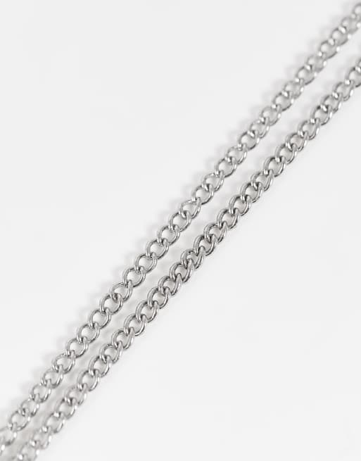 ASOS DESIGN curb necklace with roman numeral bar pendant in silver tone, 3 of 4