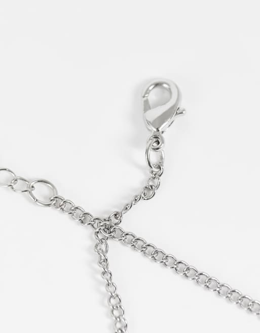 ASOS DESIGN curb necklace with roman numeral bar pendant in silver tone, 4 of 4