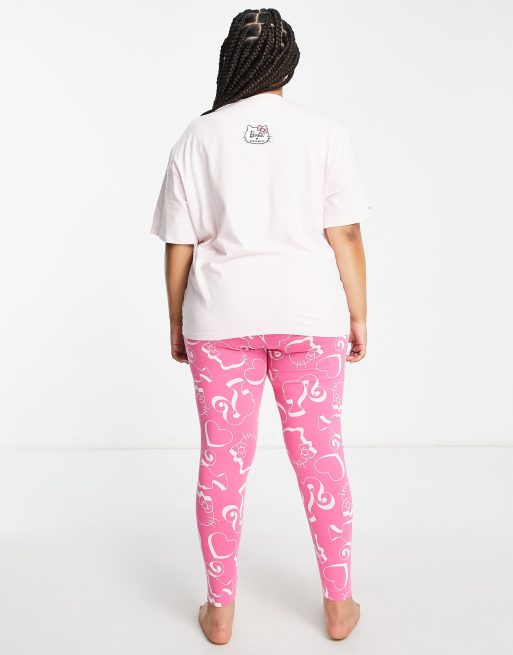 ASOS DESIGN Curbe – Barbie x Hello Kitty – Pyjama in Rosa mit Oversize-T-Shirt und Leggings, 2 von 4