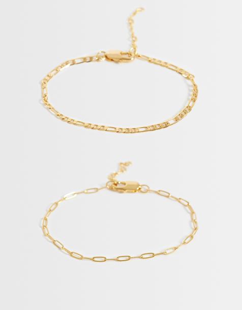 ASOS DESIGN Curve - 14 karat guldbelagte armbånd i pakke med 2 stks - view 1