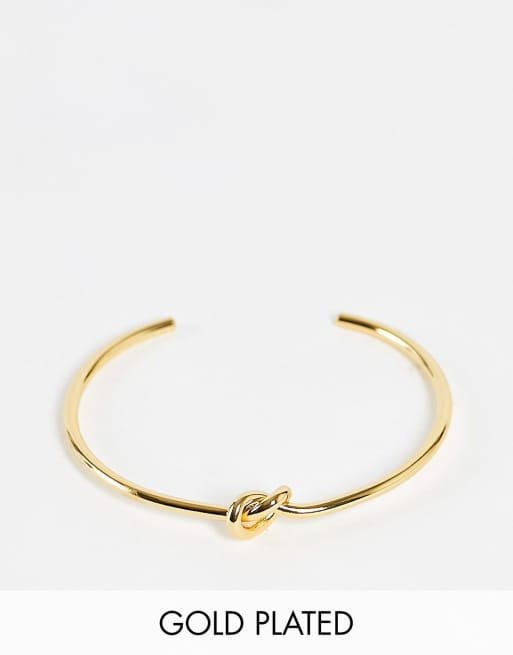 ASOS DESIGN Curve - 14 karet guldbelagt cuff-armbånd med knudedesign