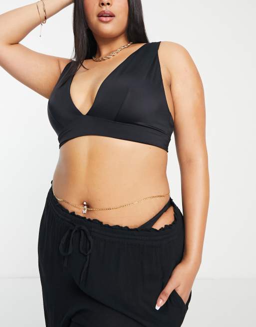 ASOS DESIGN Curve body chain top in gold tone