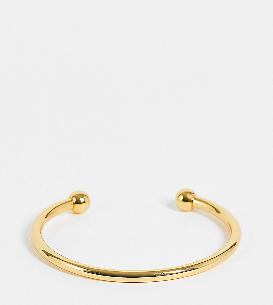 ASOS DESIGN Curve 14k gold plated cuff bracelet with ball ends