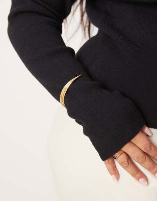 ASOS DESIGN Curve 14k gold plated cuff bracelet with twist detail