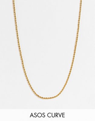ASOS DESIGN Curve 14k gold plated necklace in mini rope chain