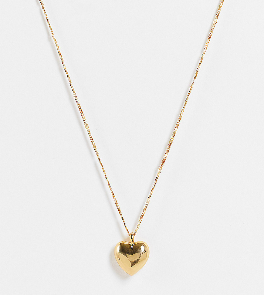ASOS DESIGN Curve 14k gold plated necklace with puff heart pendant