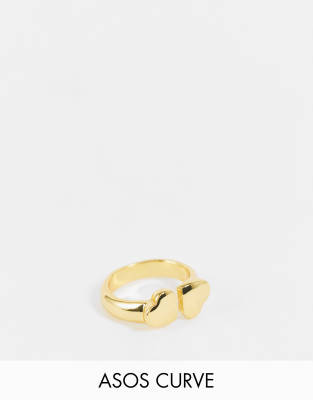 ASOS DESIGN 14k gold plated ring with engraved heart design