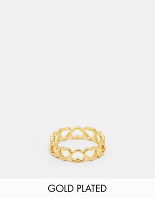 ASOS DESIGN Curve 14k gold plated ring with cut out heart design in gold tone - ASOS Price Checker