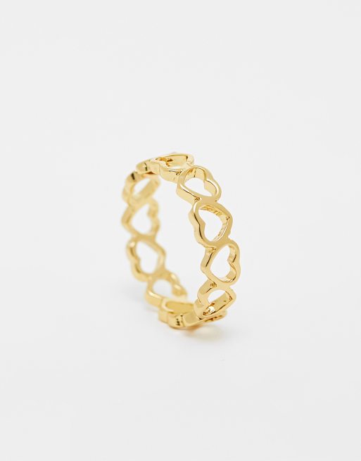 ASOS DESIGN 14k gold plated ring with engraved heart design