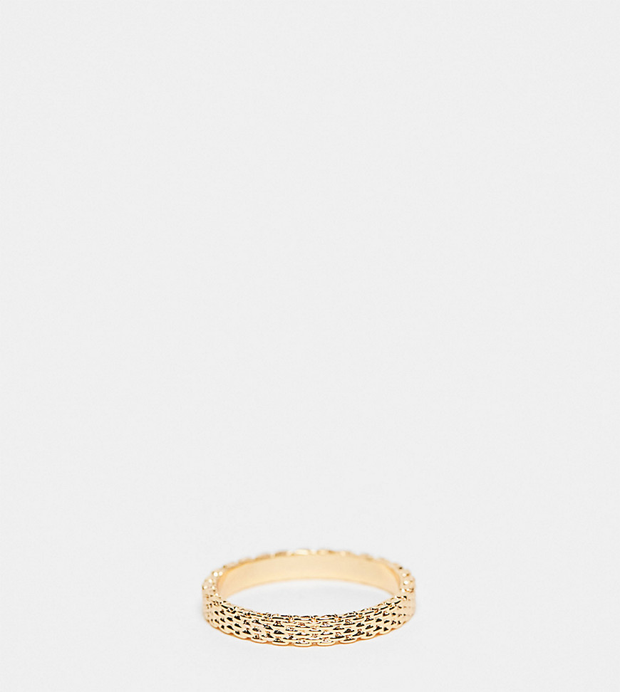 ASOS DESIGN Curve 14k gold plated ring with fine chain link detail